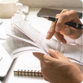 man checks document