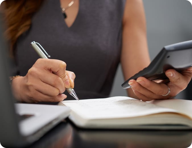 woman with calculator